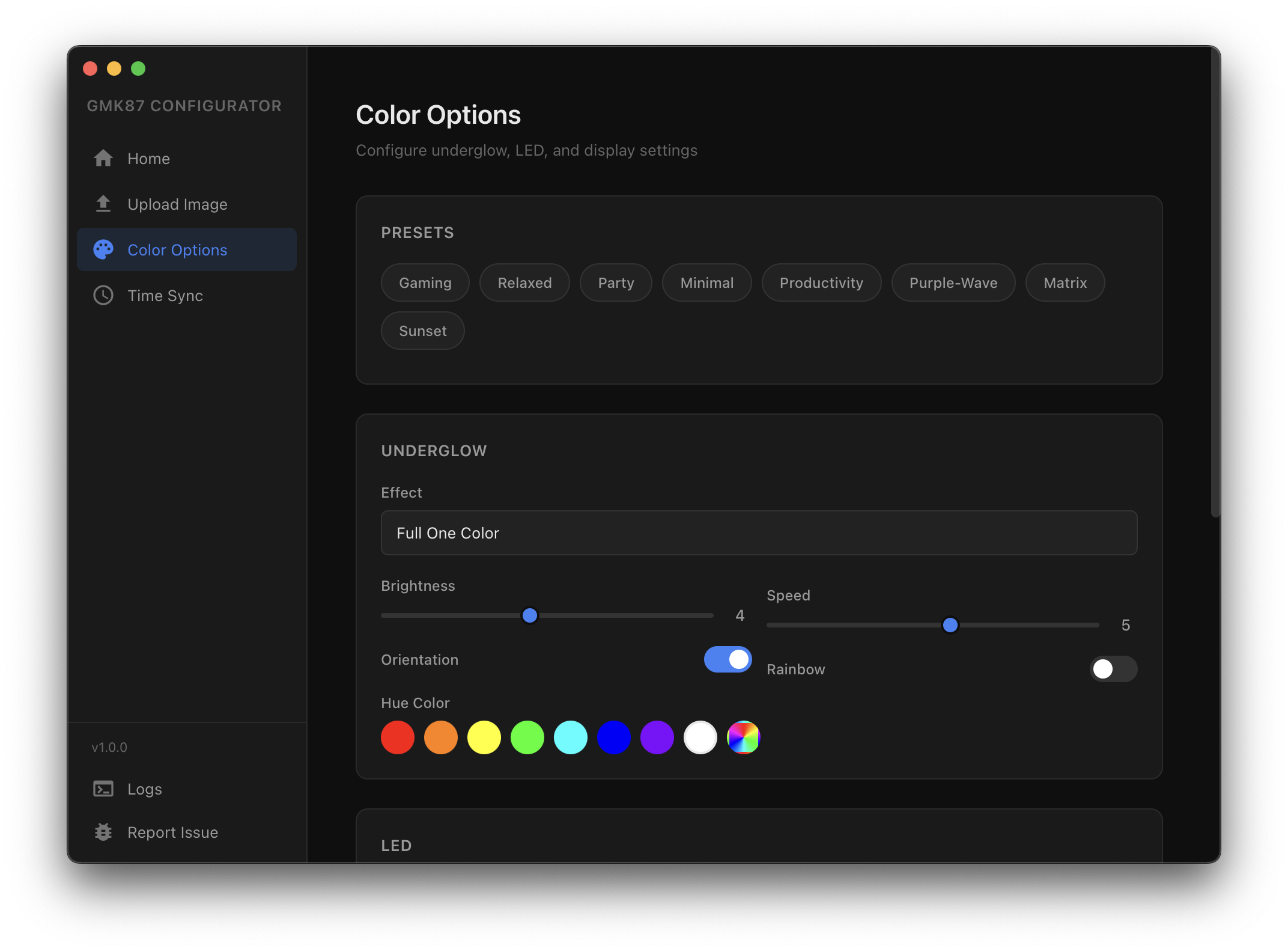 Configure lighting view