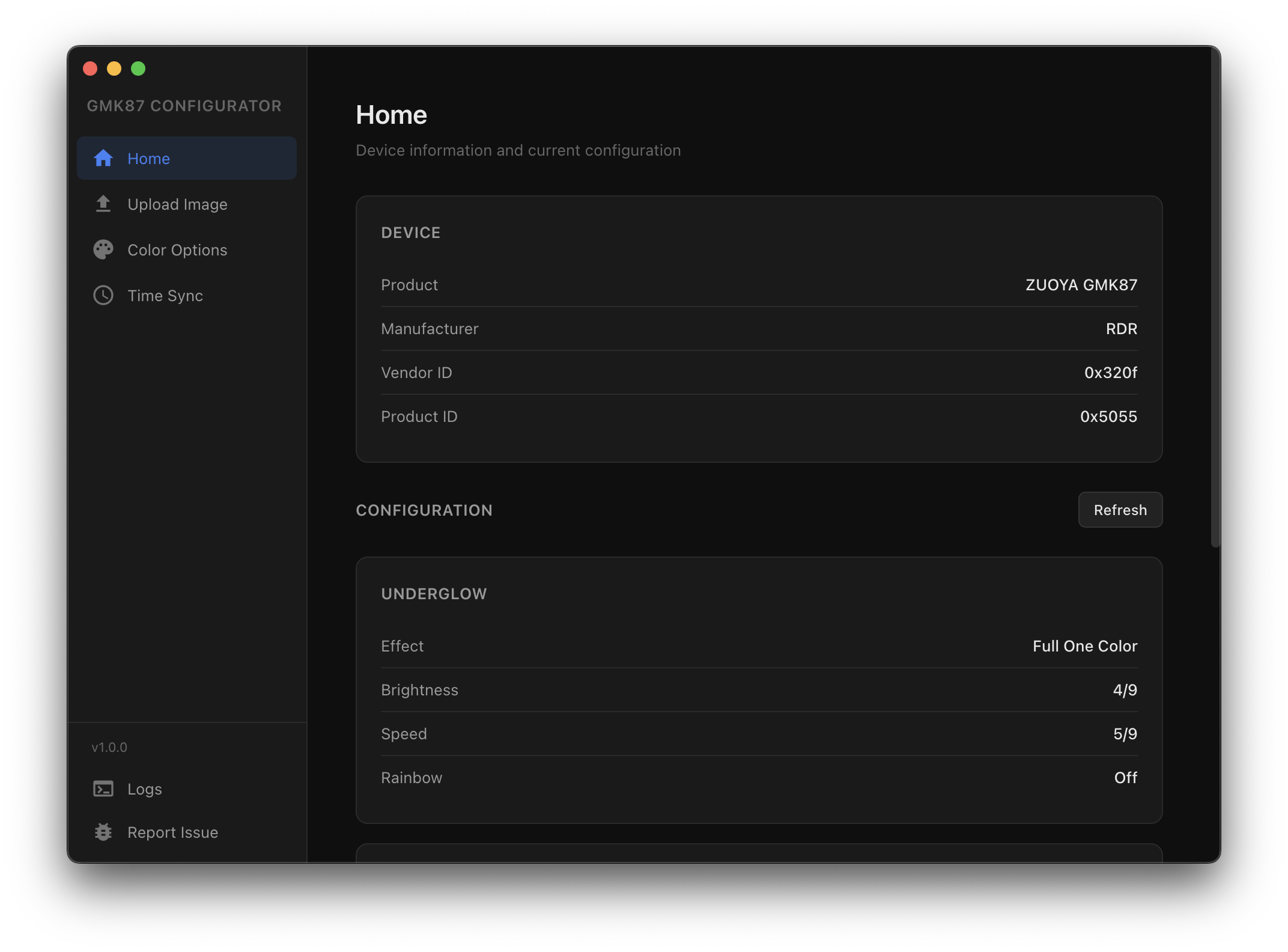 GMK87 Configurator app screenshot